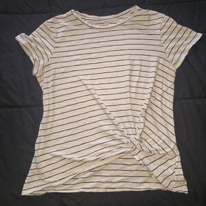 Striped Knot-Front Women's Top